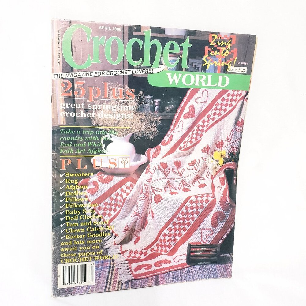 Crochet World Magazine April 1988 Springtime Sweaters Rug Afghan Baby Set Easter